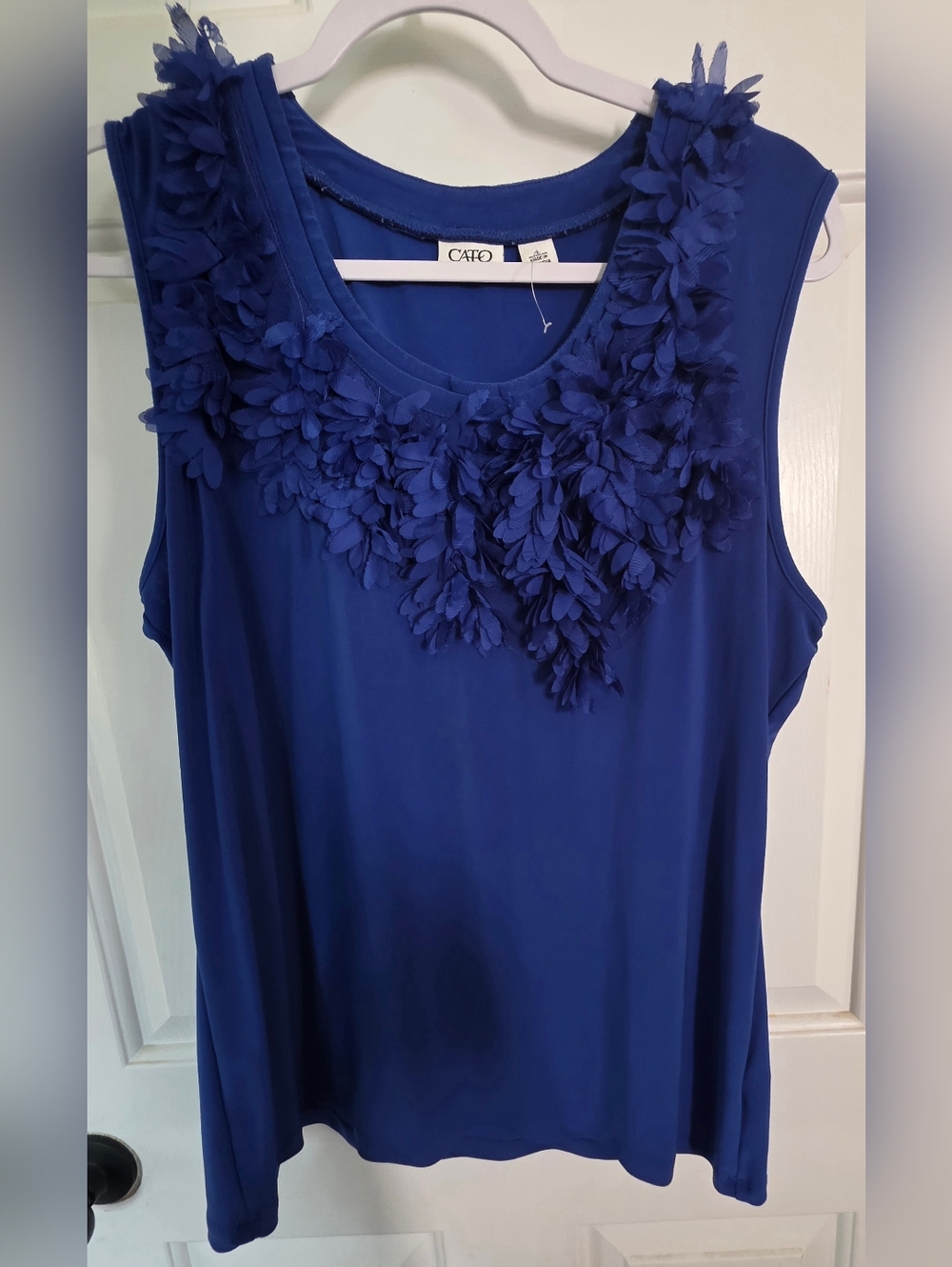 Cato Royal Blue Sleeveless Tank with Floral Appliqués